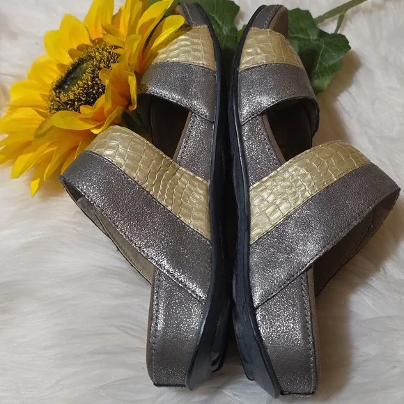 Romika Silver and Gold Leather Comfort Sandals - Picture 5 of 9